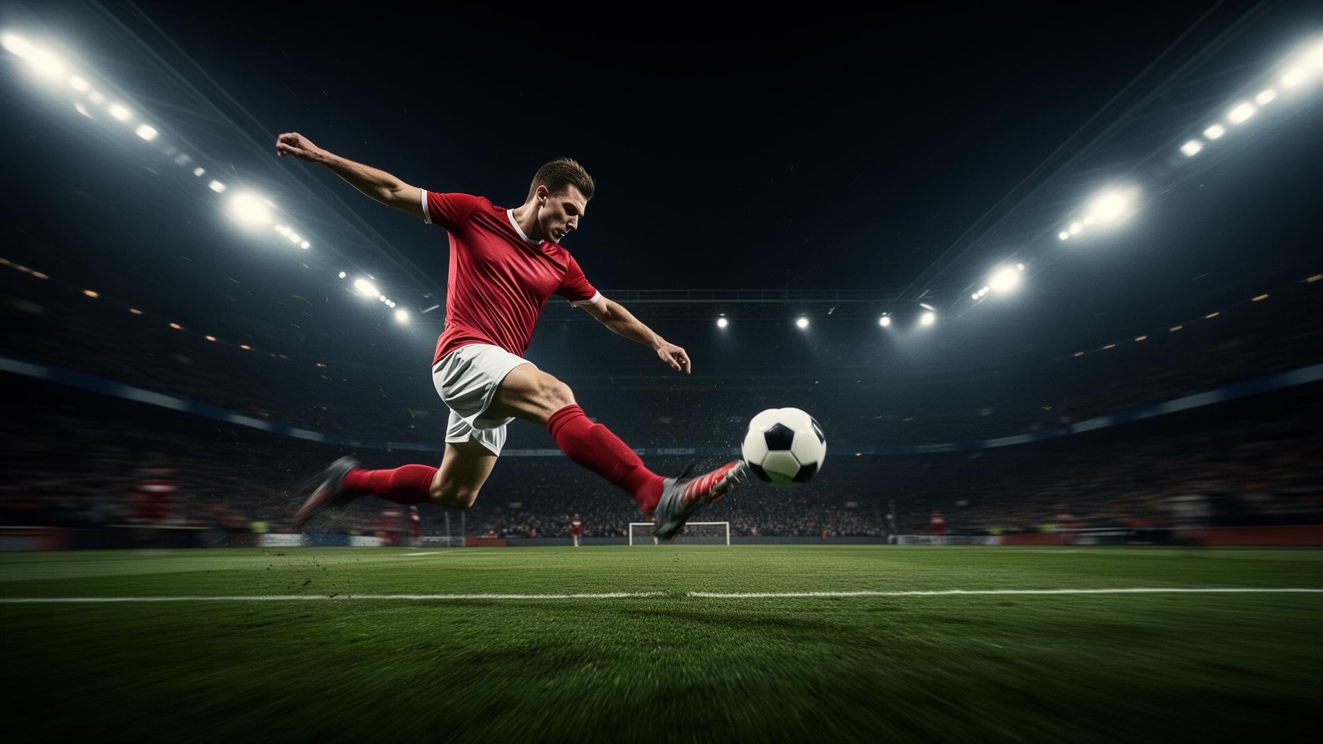 Football player kicking ball